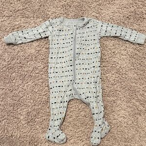 Petit Lem Gray Footie with Black and Gold Dots